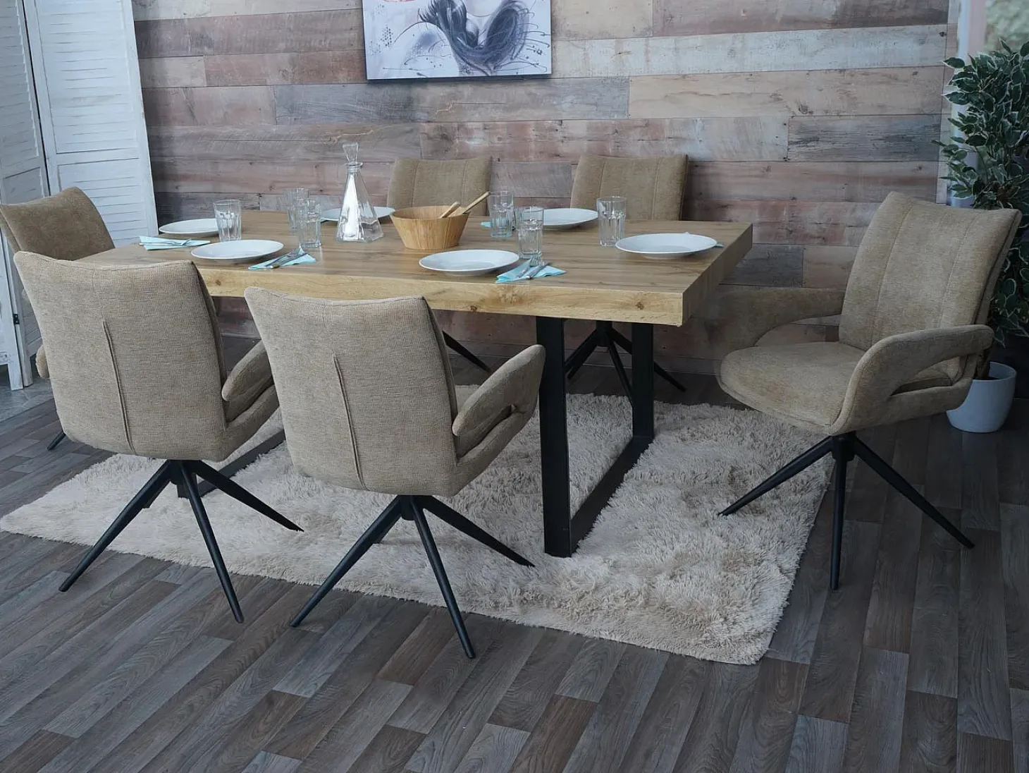 Silla de comedor MCW-O78 (juego de 6), marrón claro