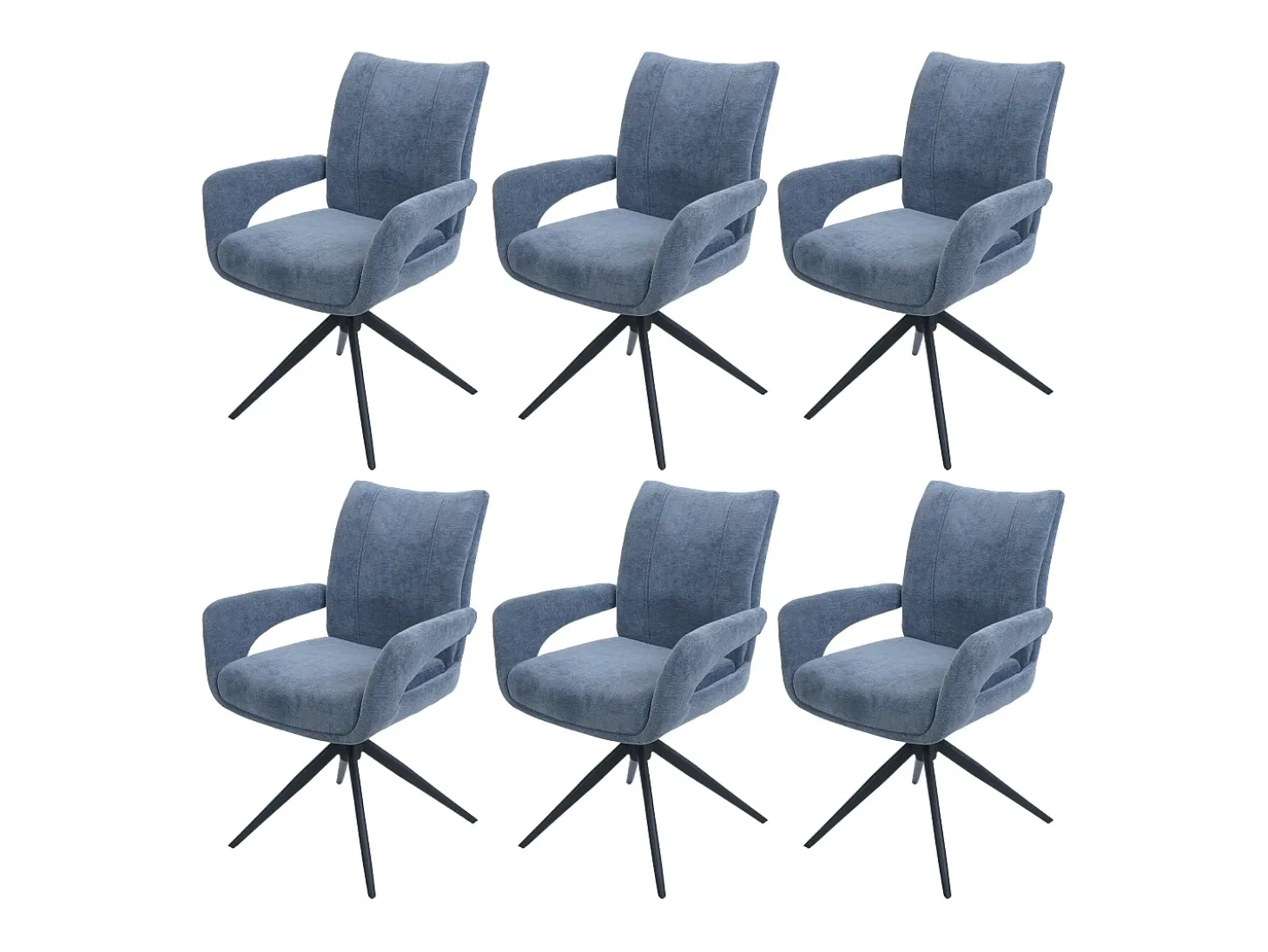 Silla de comedor MCW-O78 (juego de 6), gris azulado