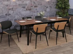 Silla de comedor MCW-O45 (juego de 6), natural, gris oscuro