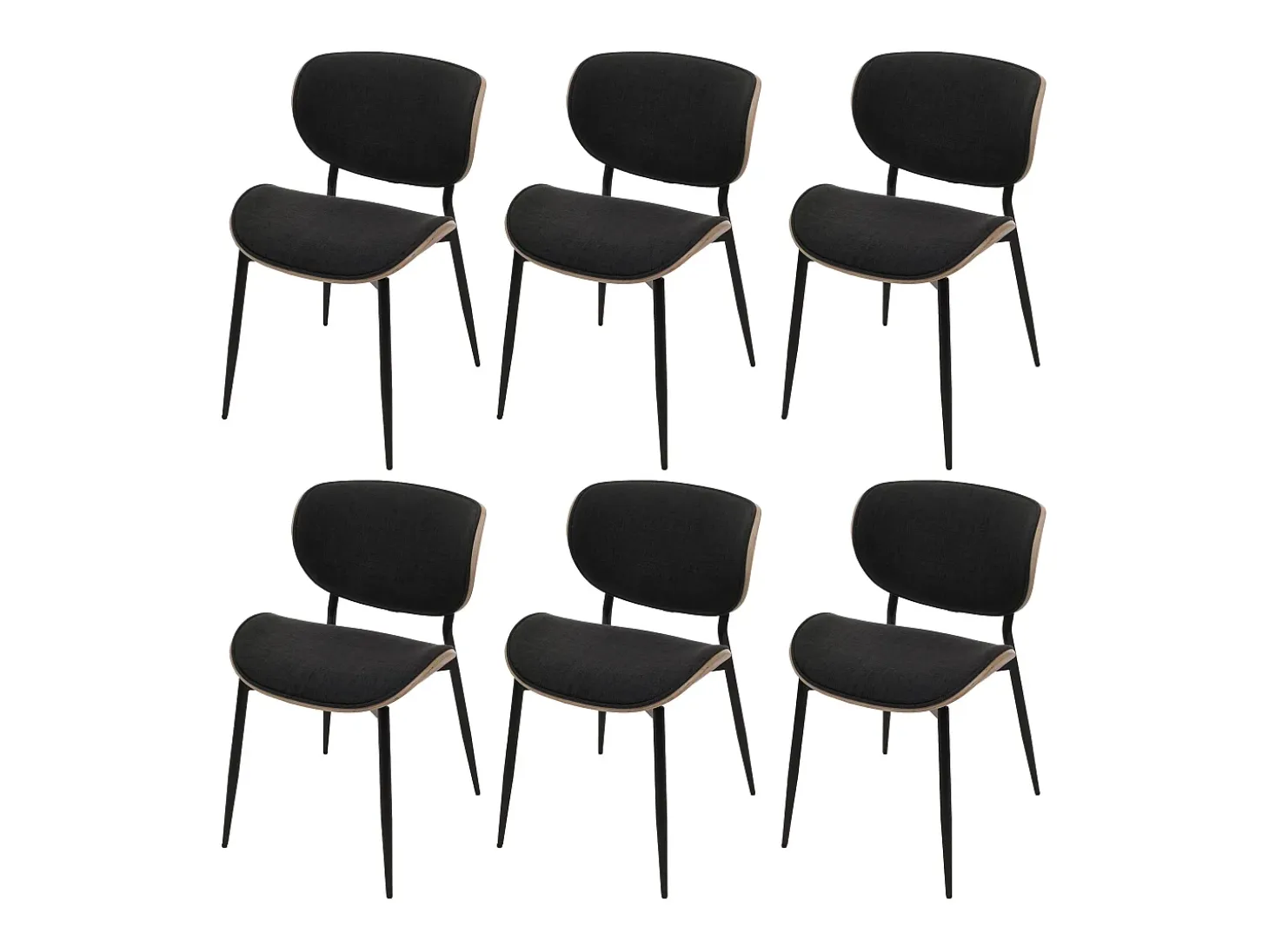 Silla de comedor MCW-O45 (juego de 6), natural, gris oscuro