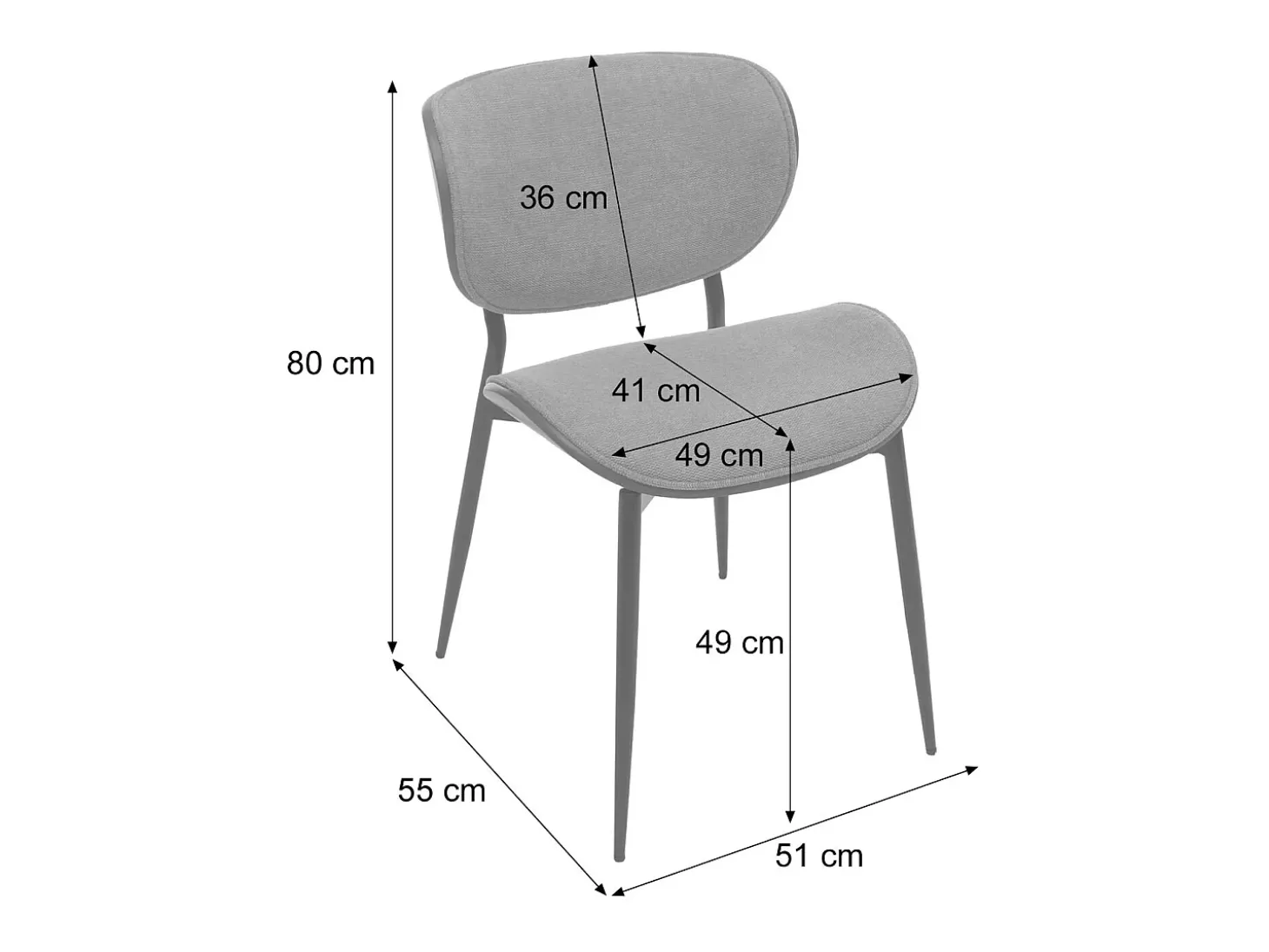 Silla de comedor MCW-O45 (juego de 6), natural, gris oscuro