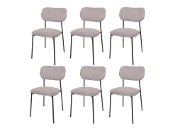 Silla de comedor MCW-O26 (juego de 6), gris claro