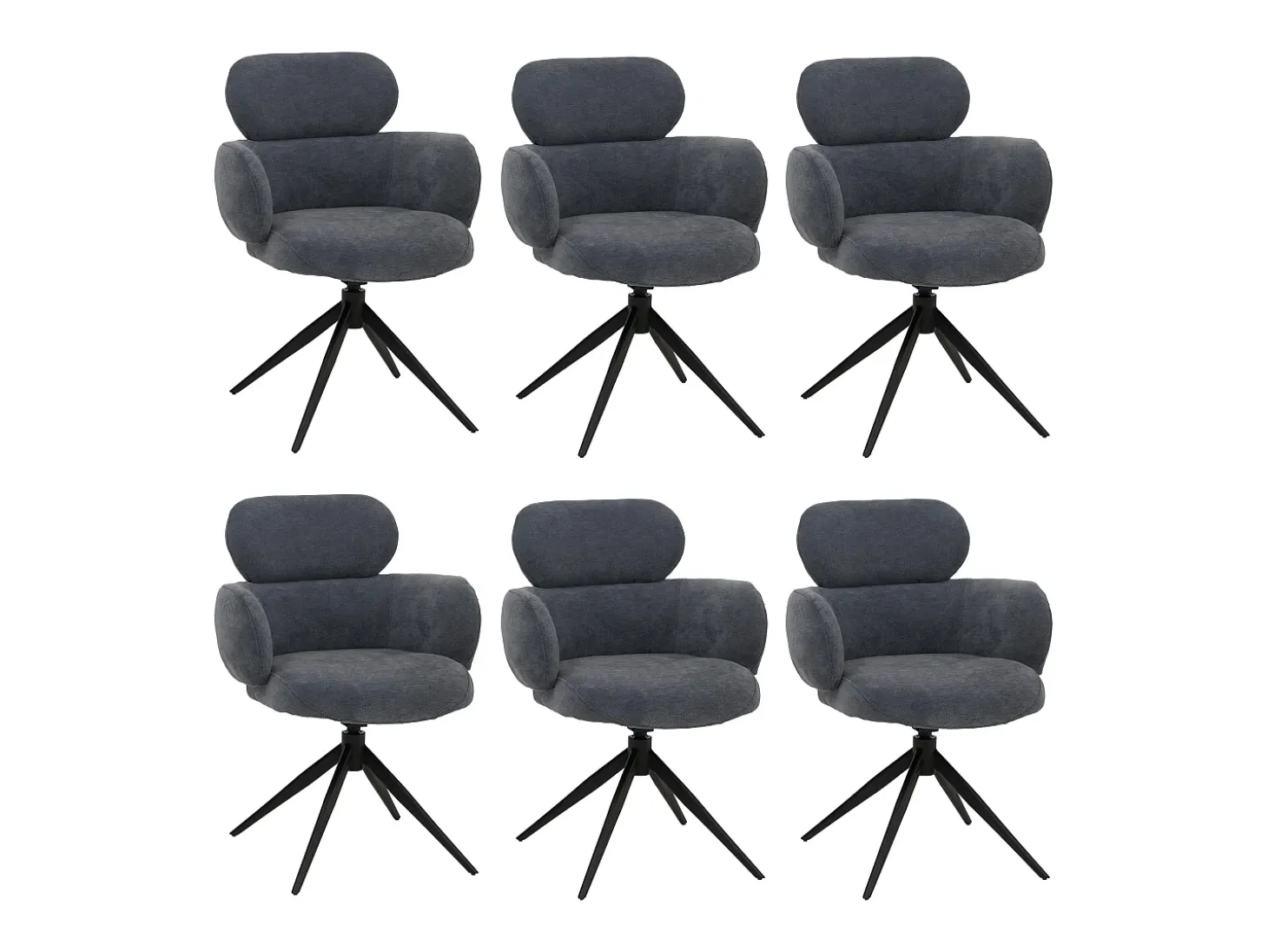 Silla de comedor MCW-O77 (juego de 6), gris azulado