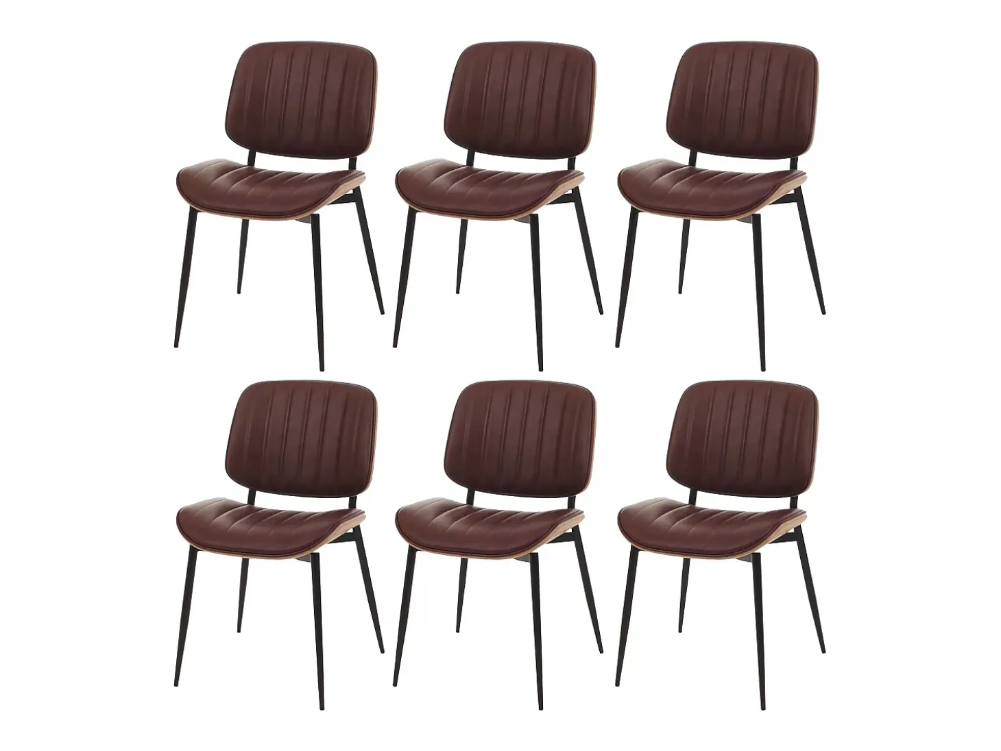Silla de comedor MCW-O44 (juego de 6), natural, vintage marrón