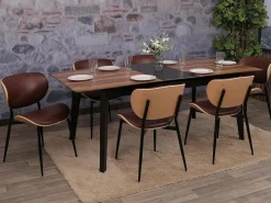 Silla de comedor MCW-O45 (juego de 6), natural, marrón vintage