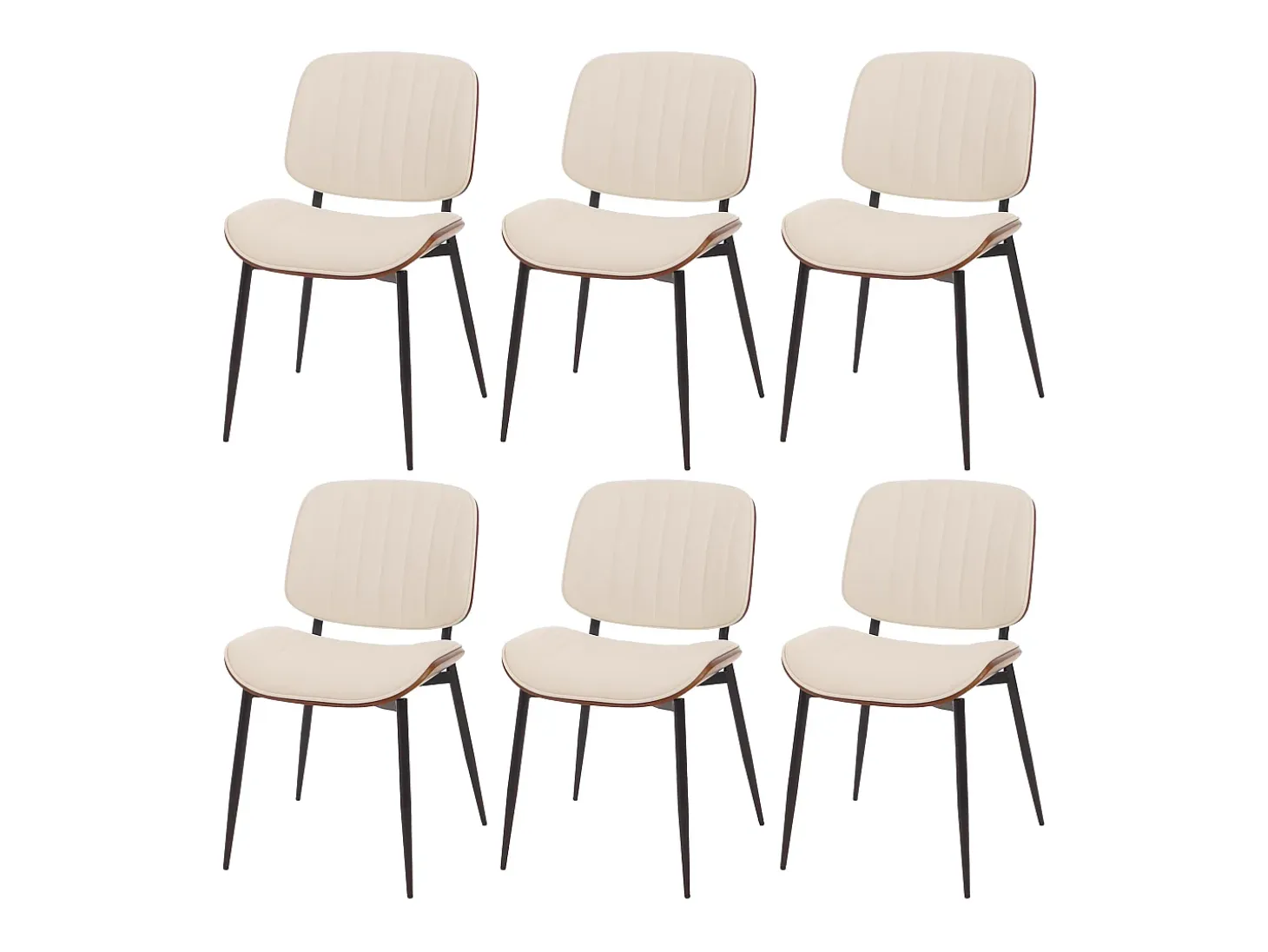 Silla de comedor MCW-O44 (juego de 6), aspecto nogal, blanco