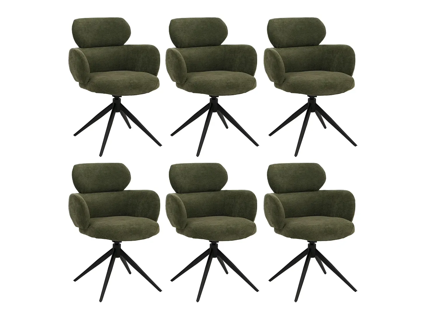 Silla de comedor MCW-O77 (juego de 6), verde oliva