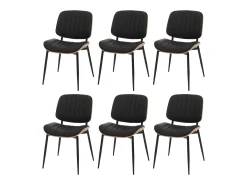 Silla de comedor MCW-O44 (juego de 6), natural, negro