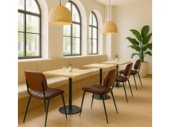 Silla de comedor MCW-O44 (juego de 6), aspecto nogal, marrón vintage