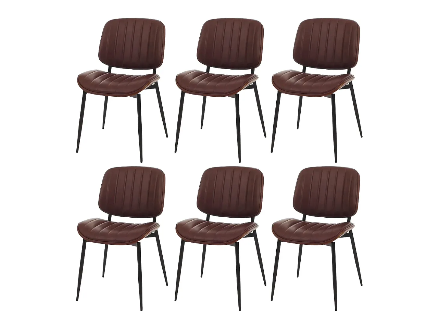 Silla de comedor MCW-O44 (juego de 6), aspecto nogal, marrón vintage