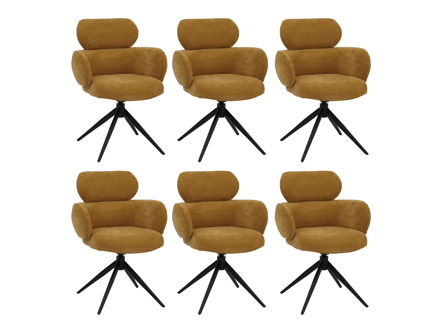Silla de comedor MCW-O77 (juego de 6), amarillo mostaza