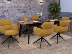 Silla de comedor MCW-O77 (juego de 6), amarillo mostaza