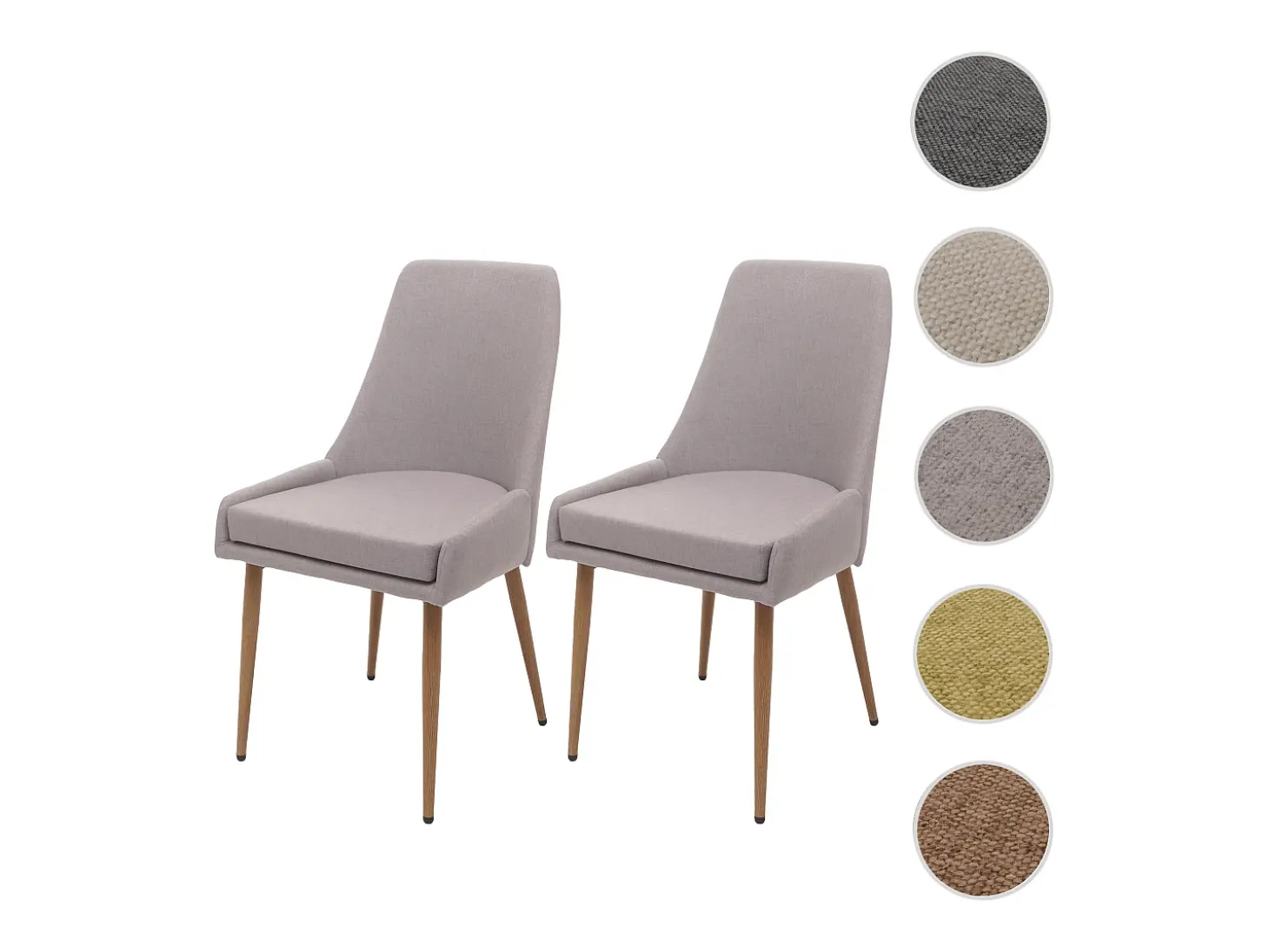 Silla de comedor MCW-O27 (set de 2), gris claro