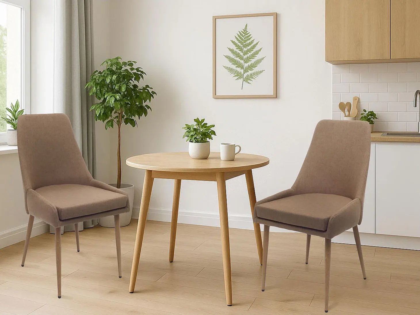 Silla de comedor MCW-O27 (set de 2), marrón