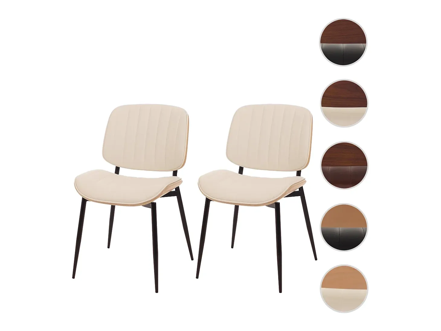 Silla de comedor MCW-O44 (set de 2), natural, blanco
