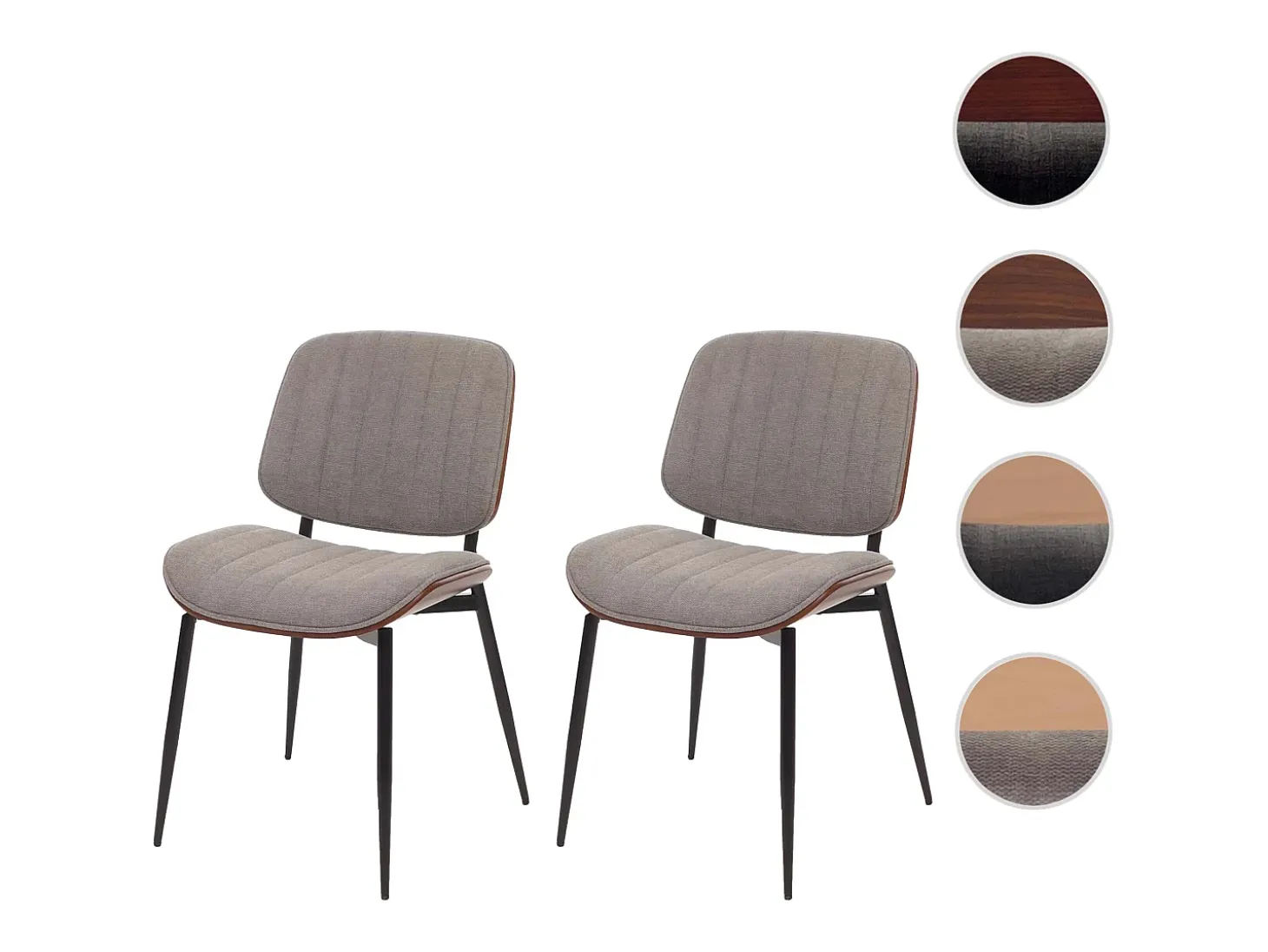 Silla de comedor MCW-O44 (set de 2), aspecto nogal, gris claro