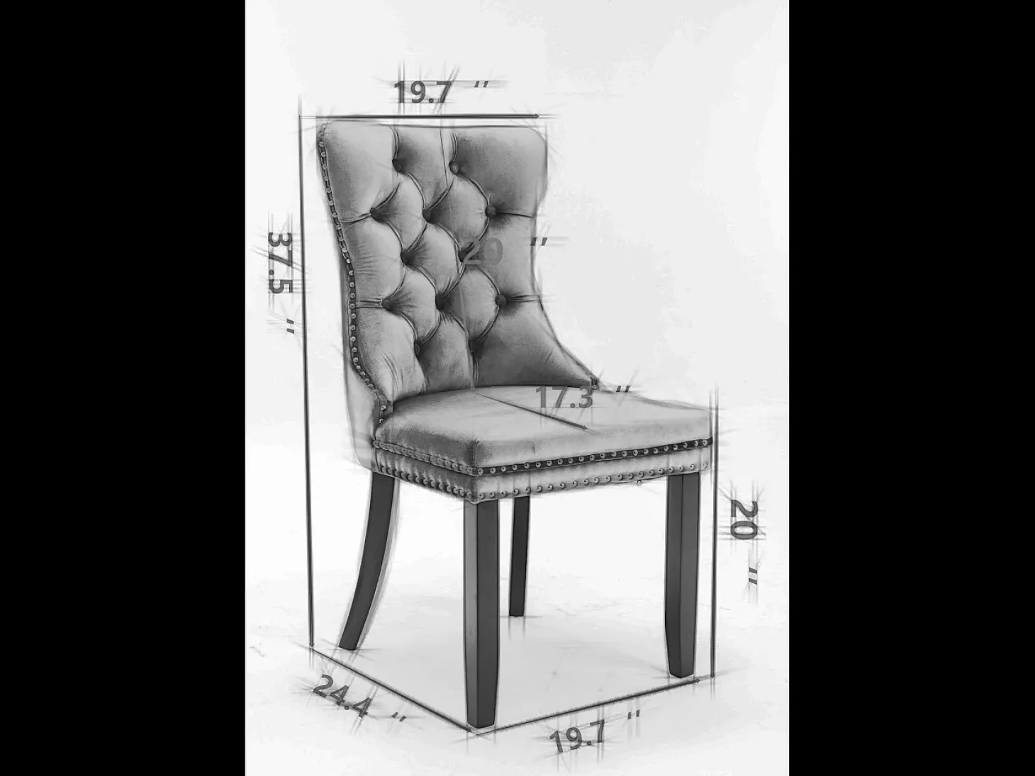 Silla de comedor moderna con reposabrazos, terciopelo, base de madera maciza, con clavos decorativos, beige (65x50x95 cm)