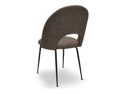 Silla de comedor Paola en microfibra nobuk marrón con patas de metal negro