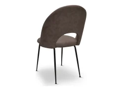 Silla de comedor Paola en microfibra nobuk marrón con patas de metal negro