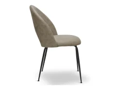 Silla de comedor Paola en microfibra nobuk gris tórtola con patas de metal negro