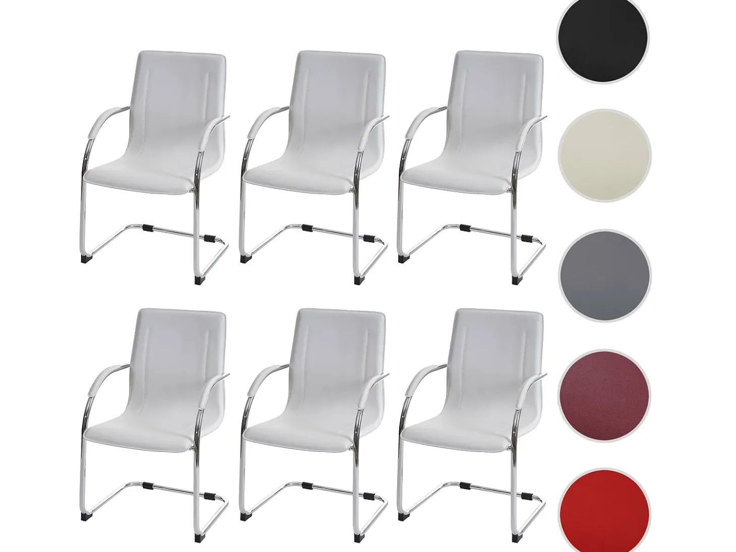 Silla de comedor Perm (juego de 6), blanco