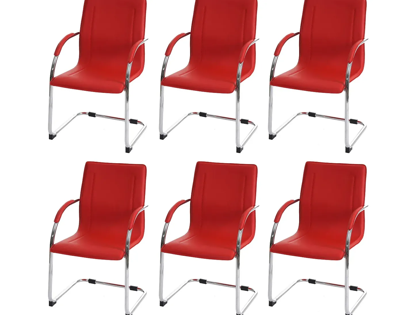 Silla de comedor Perm (juego de 6), rojo