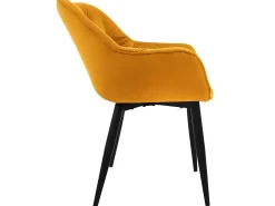 Silla de comedor set de 2 funda de terciopelo amarillo mostaza con patas de metal incl. material de montaje ML-Design