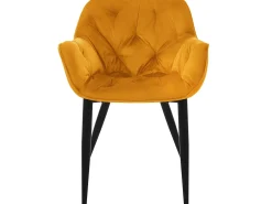 Silla de comedor set de 2 funda de terciopelo amarillo mostaza con patas de metal incl. material de montaje ML-Design