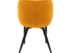 Silla de comedor set de 2 funda de terciopelo amarillo mostaza con patas de metal incl. material de montaje ML-Design