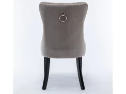Silla de comedor tapizada, madera maciza, base de madera, remaches decorativos, terciopelo, gris (65x50x95 cm)