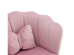 Silla de comedor tapizada en terciopelo con cojín y patas de metal - respaldo pétalo - madera - rosa
