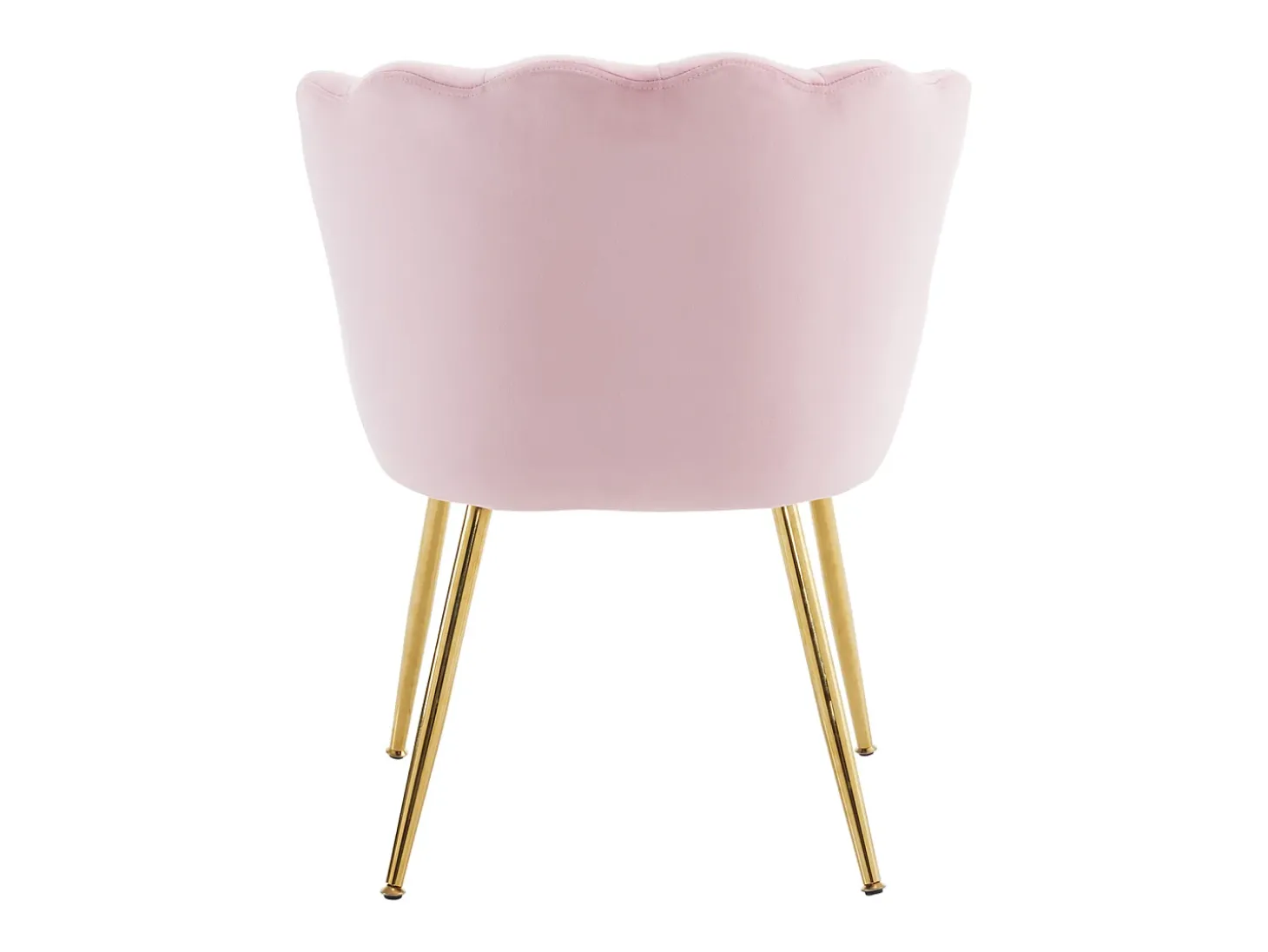 Silla de comedor tapizada en terciopelo con cojín y patas de metal - respaldo pétalo - madera - rosa