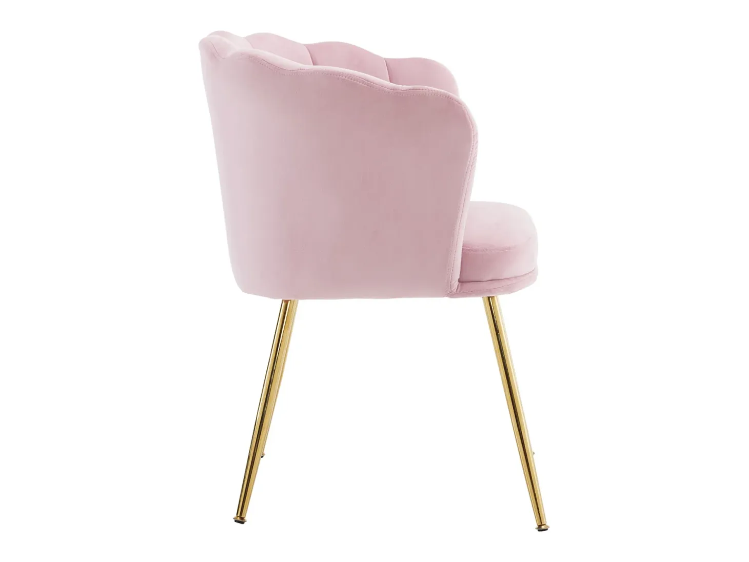 Silla de comedor tapizada en terciopelo con cojín y patas de metal - respaldo pétalo - madera - rosa