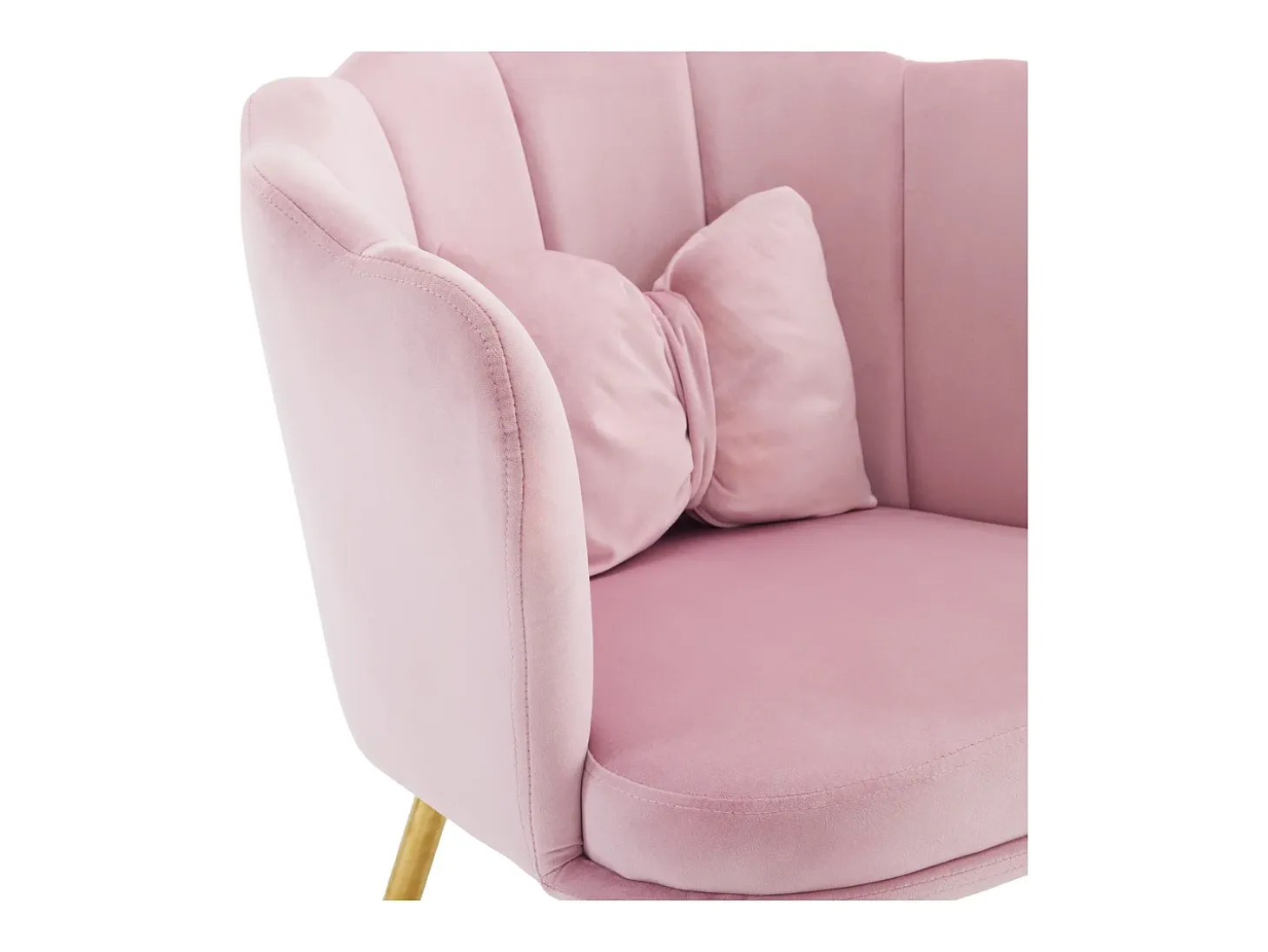 Silla de comedor tapizada en terciopelo con cojín y patas de metal - respaldo pétalo - madera - rosa