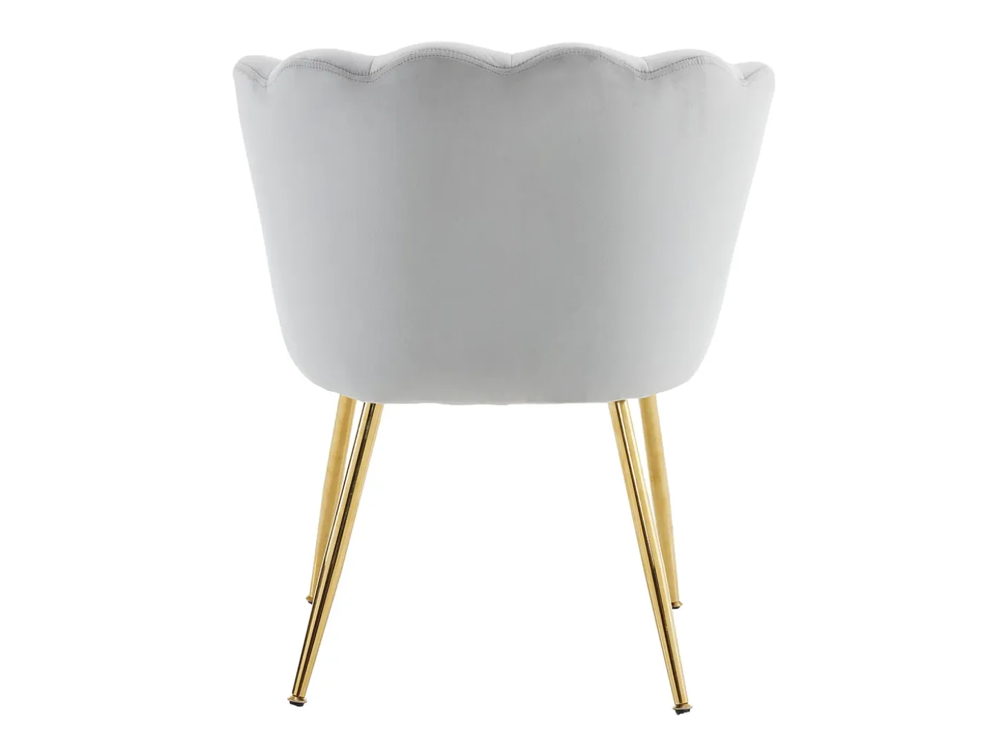 Silla de comedor tapizada de terciopelo con cojín y patas de metal - Respaldo de pétalos - Madera - Gris (2 piezas)