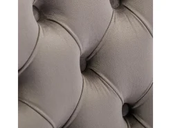 Silla de comedor tapizada de 2 piezas con patas de acero inoxidable cromado, tapizado con tachuelas, tapicería de terciopelo, colores gris y dorado