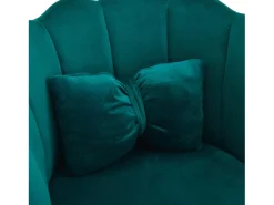 Silla de comedor tapizada en terciopelo con cojín y patas de metal - respaldo pétalo - madera - verde