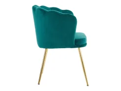 Silla de comedor tapizada en terciopelo con cojín y patas de metal - respaldo pétalo - madera - verde