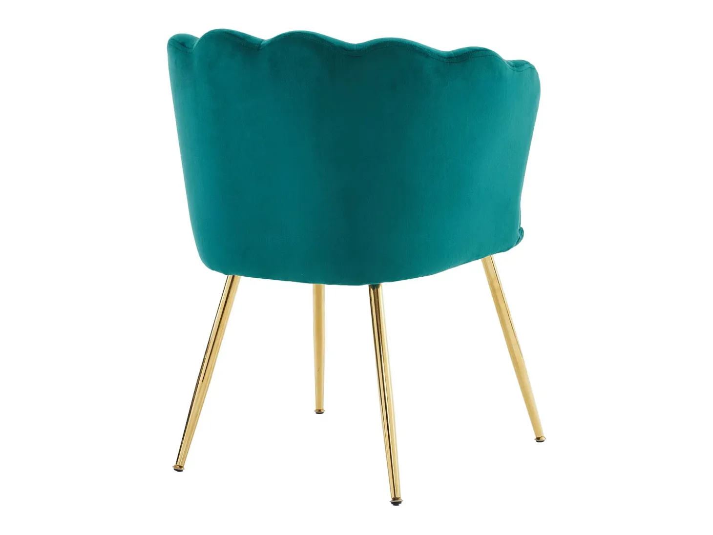 Silla de comedor tapizada de terciopelo con cojín y patas de metal - Respaldo de pétalos - Madera - Verde (2 piezas)