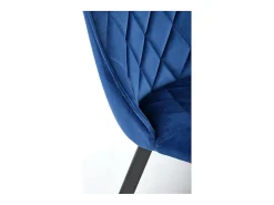 Silla de comedor tapizada en terciopelo azul con patas de metal negro ODUNA