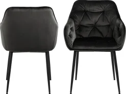 Silla de comedor usada con reposabrazos marrones.