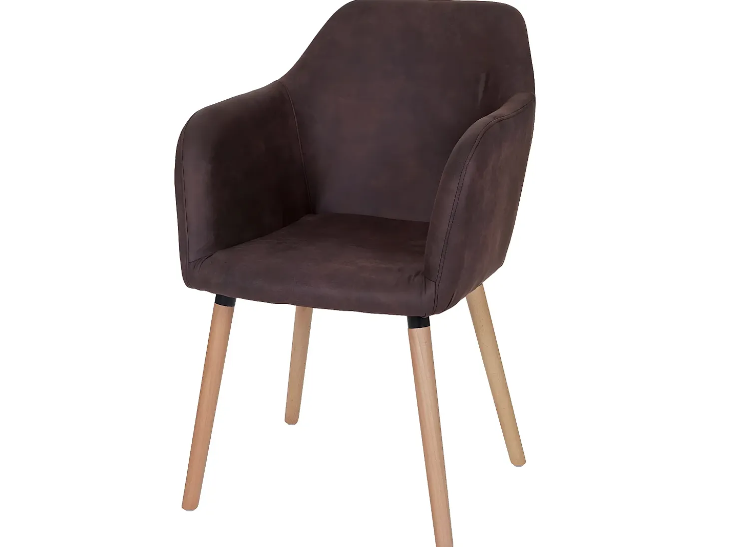 Silla de comedor Vaasa T381 (juego de 6), textil, vintage marrón oscuro, patas claras