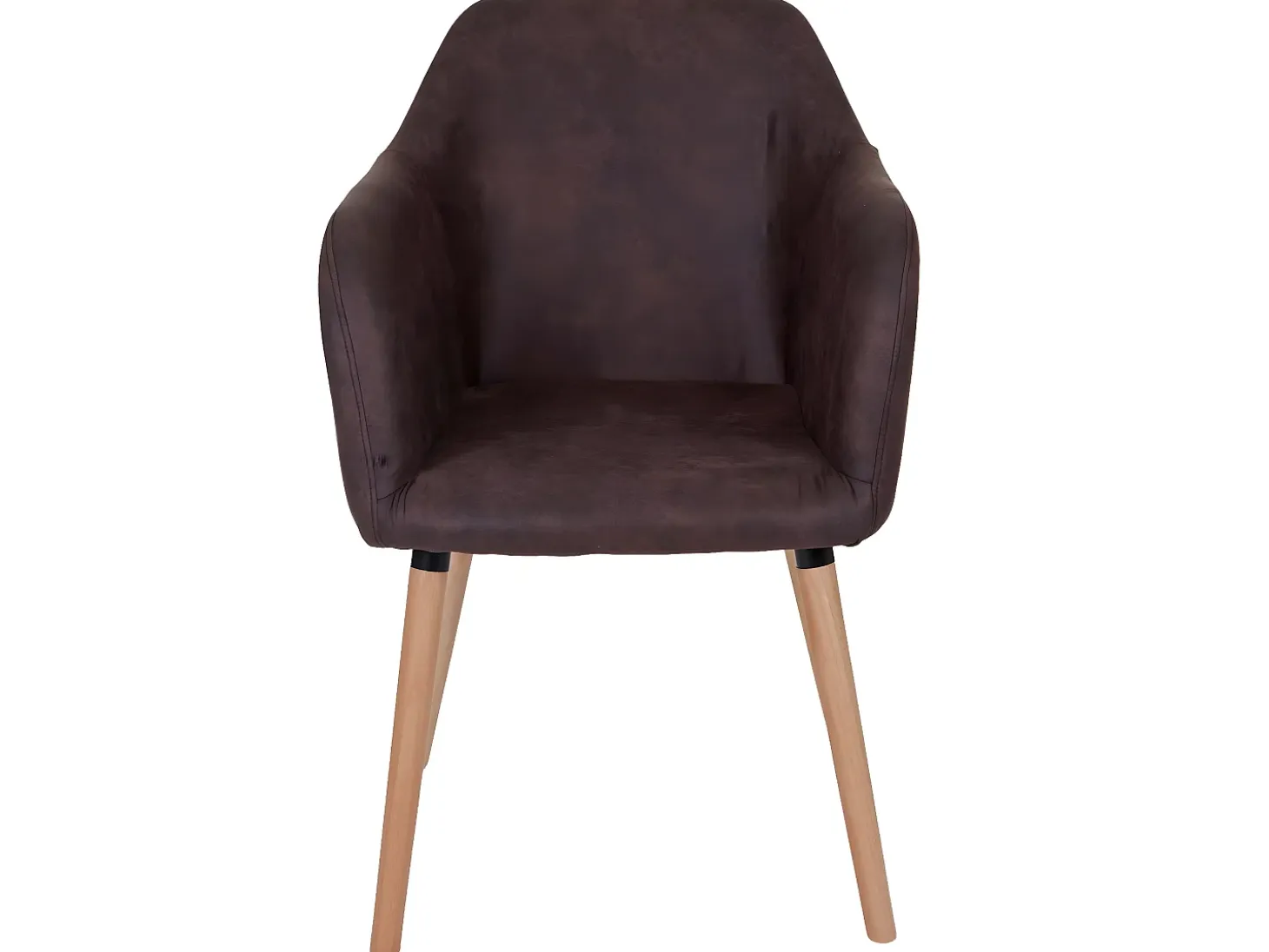 Silla de comedor Vaasa T381 (juego de 6), textil, vintage marrón oscuro, patas claras