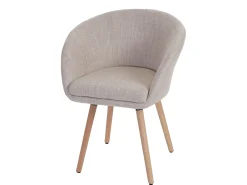 Silla de comedor Vaasa T633 (juego de 6), Textil, crema/gris