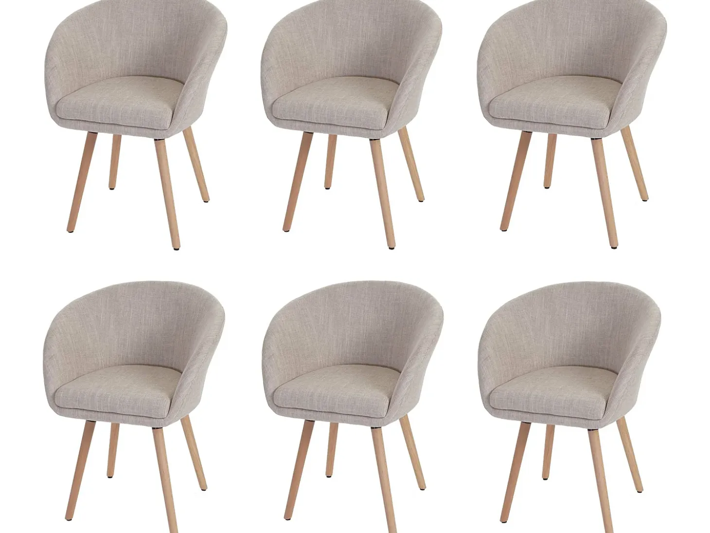 Silla de comedor Vaasa T633 (juego de 6), Textil, crema/gris