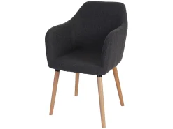 Silla de comedor Vaasa T381 (juego de 6), textil, gris, patas claras