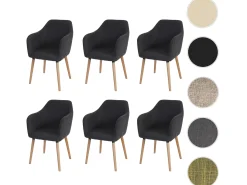 Silla de comedor Vaasa T381 (juego de 6), textil, gris, patas claras