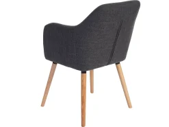 Silla de comedor Vaasa T381 (juego de 6), textil, gris, patas claras