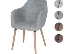 Silla de comedor Vaasa T381, textil, vintage gris hormigón, patas claras