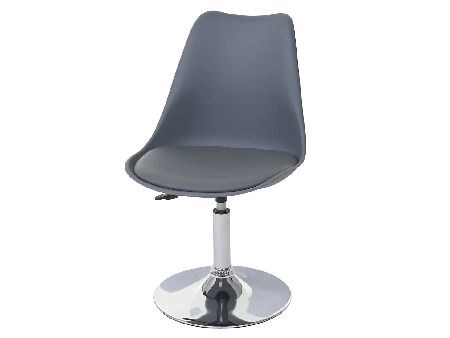Silla de comedor Vaasa T501 (juego de 6), gris oscuro, base cromada